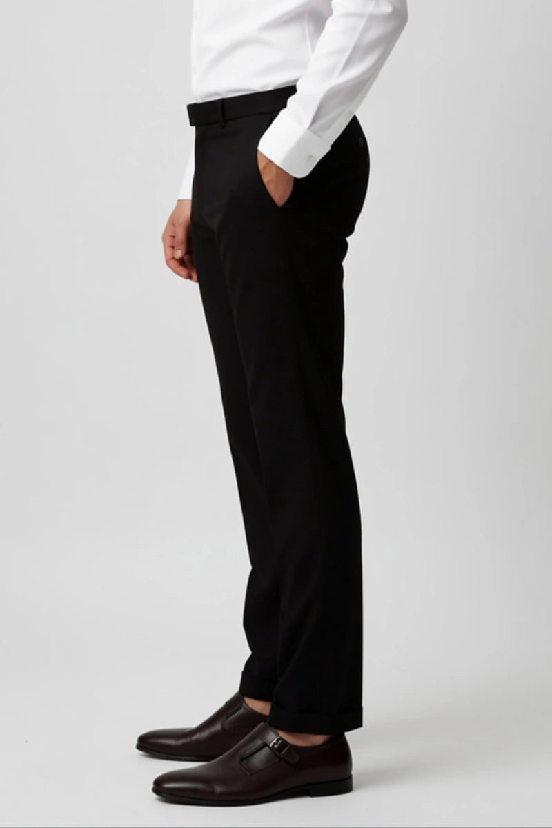 Black Classic Trousers For Men (Side)