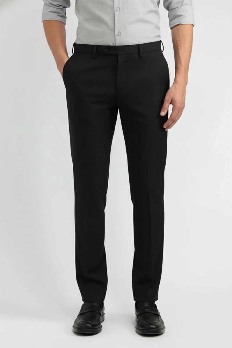 Men Black Formal Pant-Front