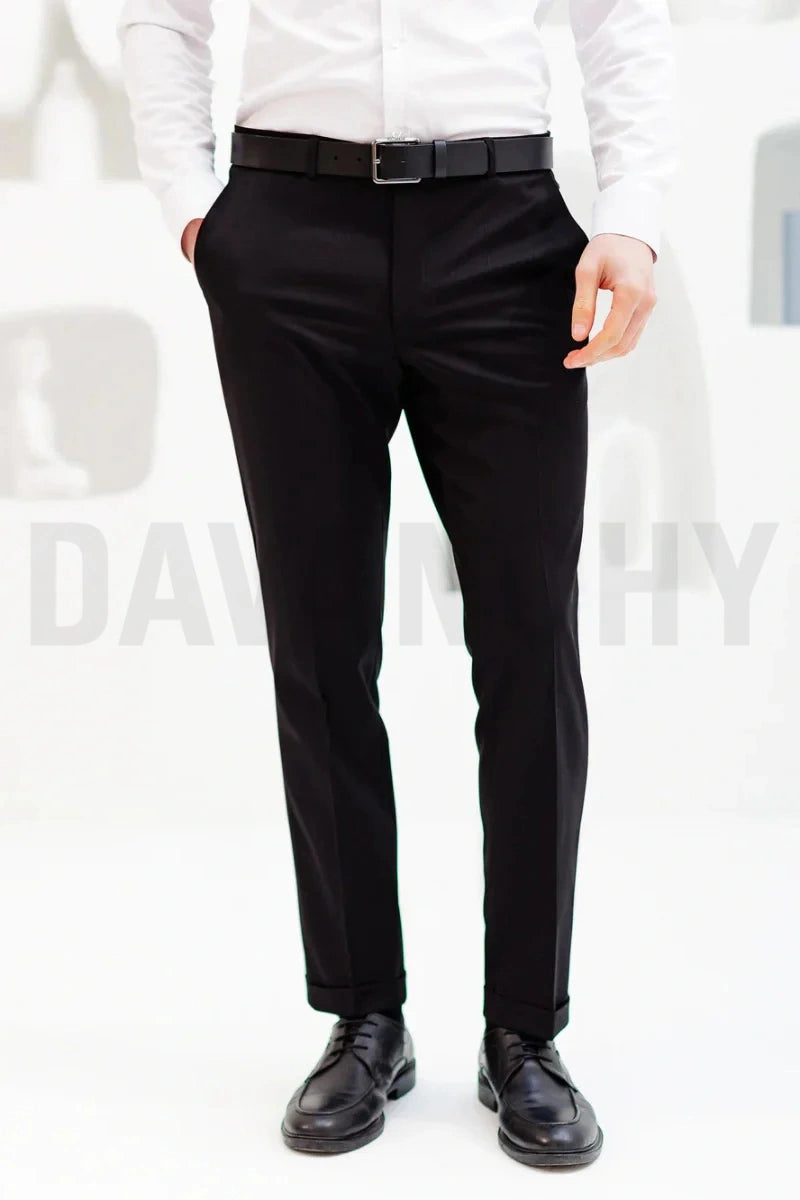 Men Black Formal Pant-Front