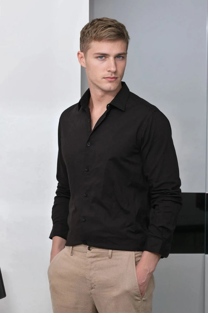 Men Black Formal Shirt Classic Party Wear Shirt Business Attire Shirt & Perfect Gift For Him