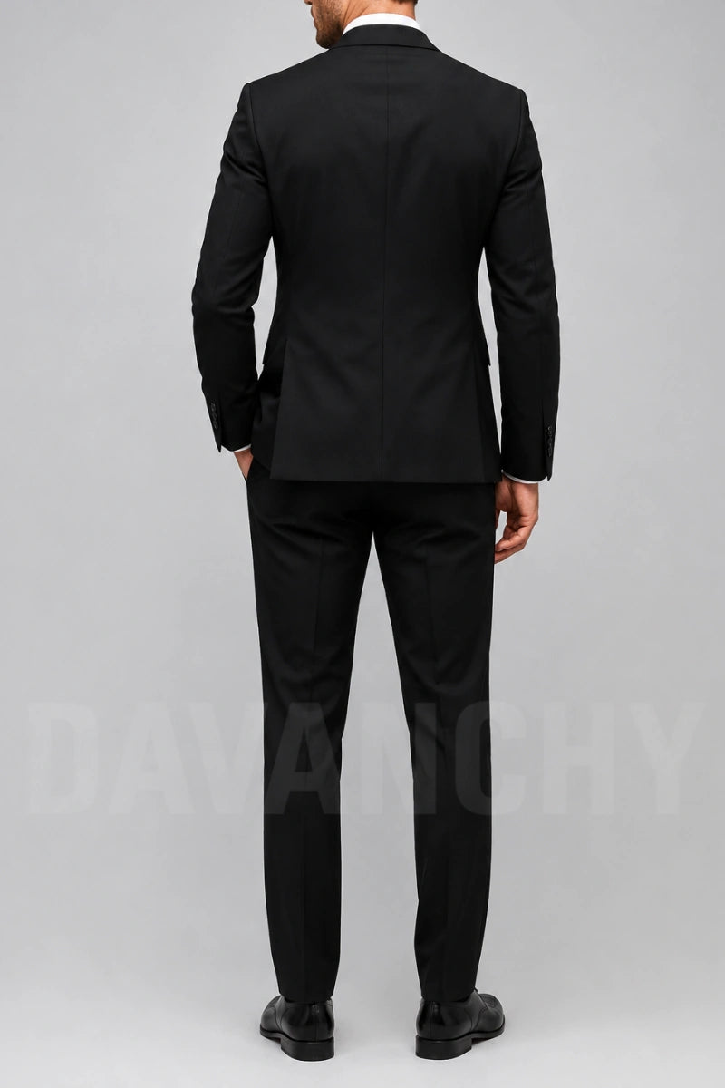 Black Three Piece Formal Suit-Back