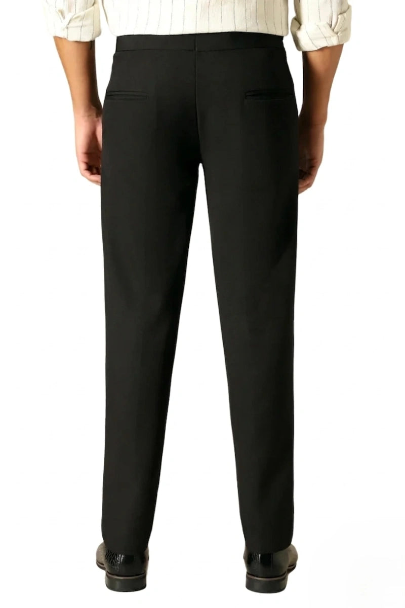 Men Black Tailored Gurkha Trousers-Back