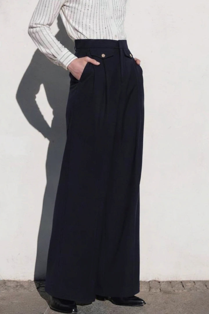 Men Black Old Money Style High Waist Palazzo Pants