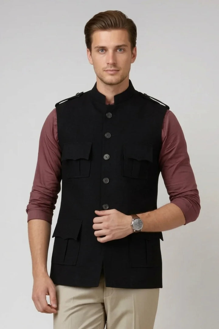 Men trendy bandhgala jacket-Front