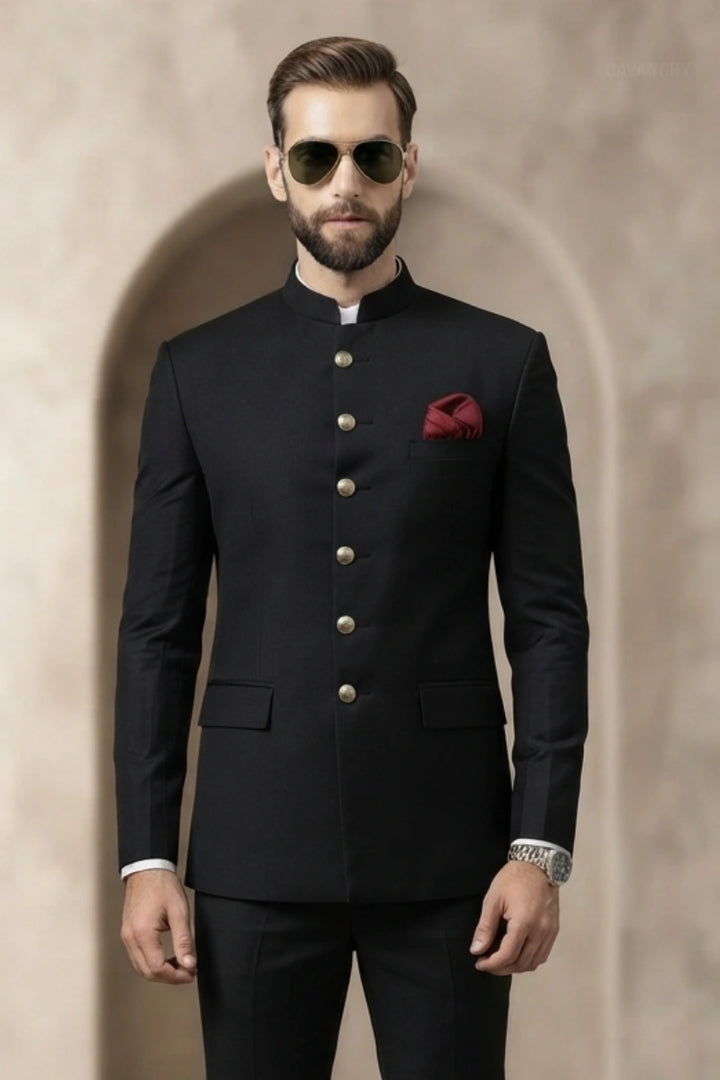 Men black Jodhpuri Bandhgala jacket