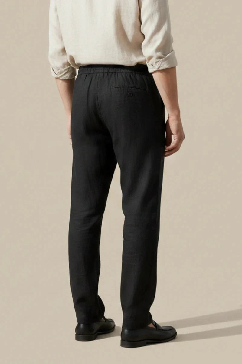 Black Relaxed Fit Beach Trousers For Men&