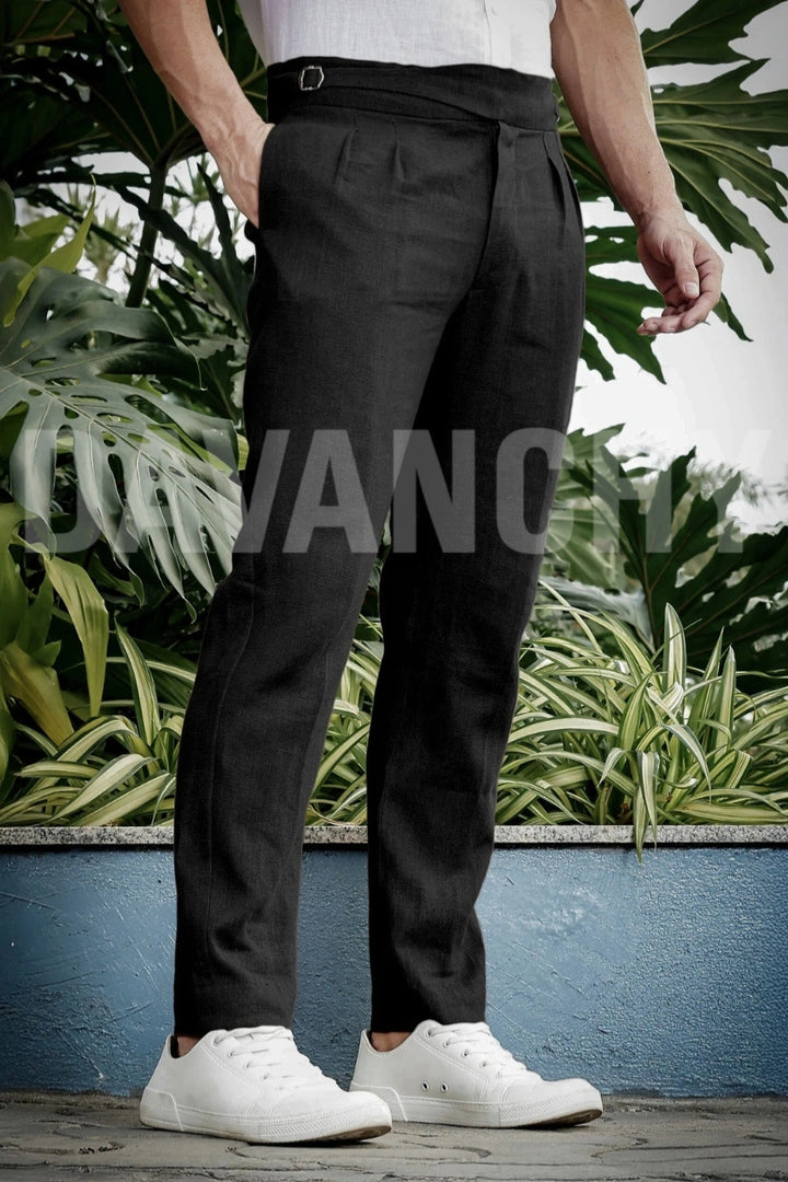 Men black formal gurkha pant-Side