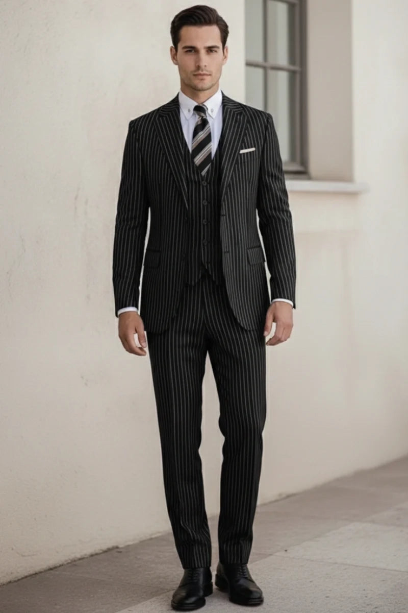 Black Business Casual Outings Suit For Men&