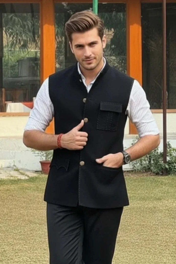 Men black nehru jacket 