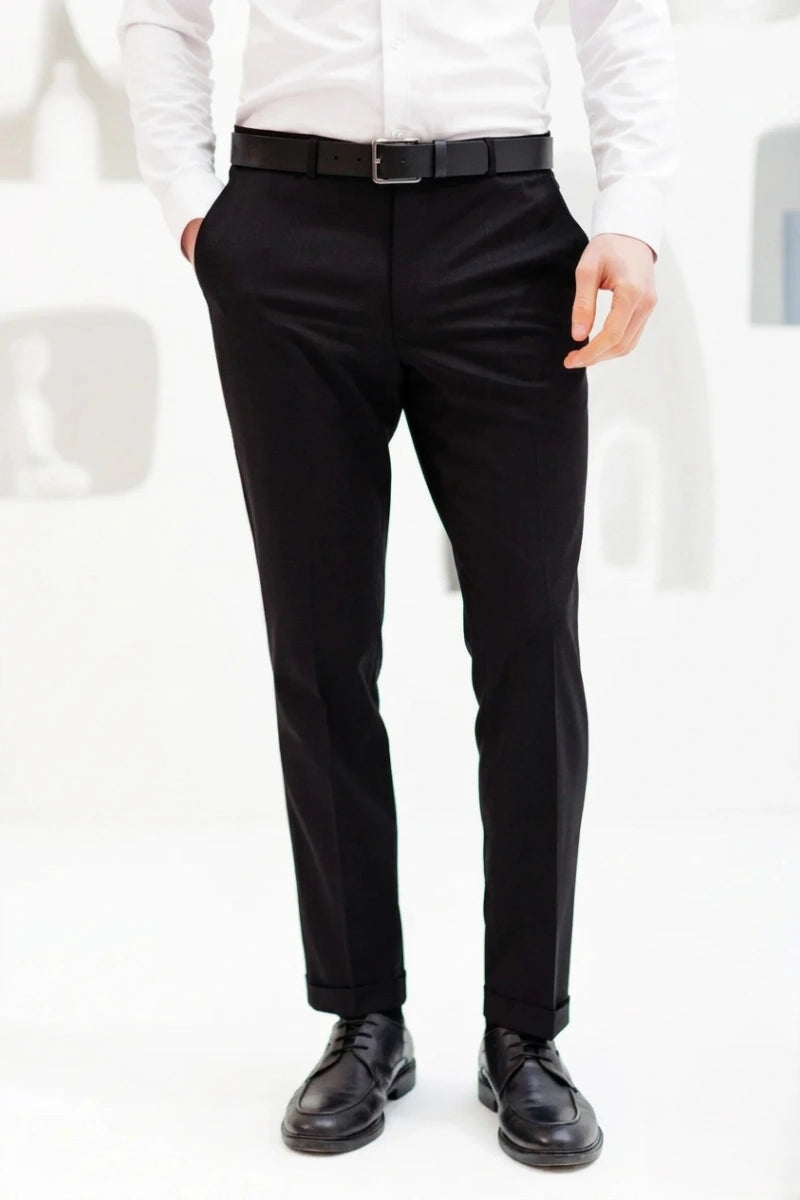 Men Black Formal Pant-Front