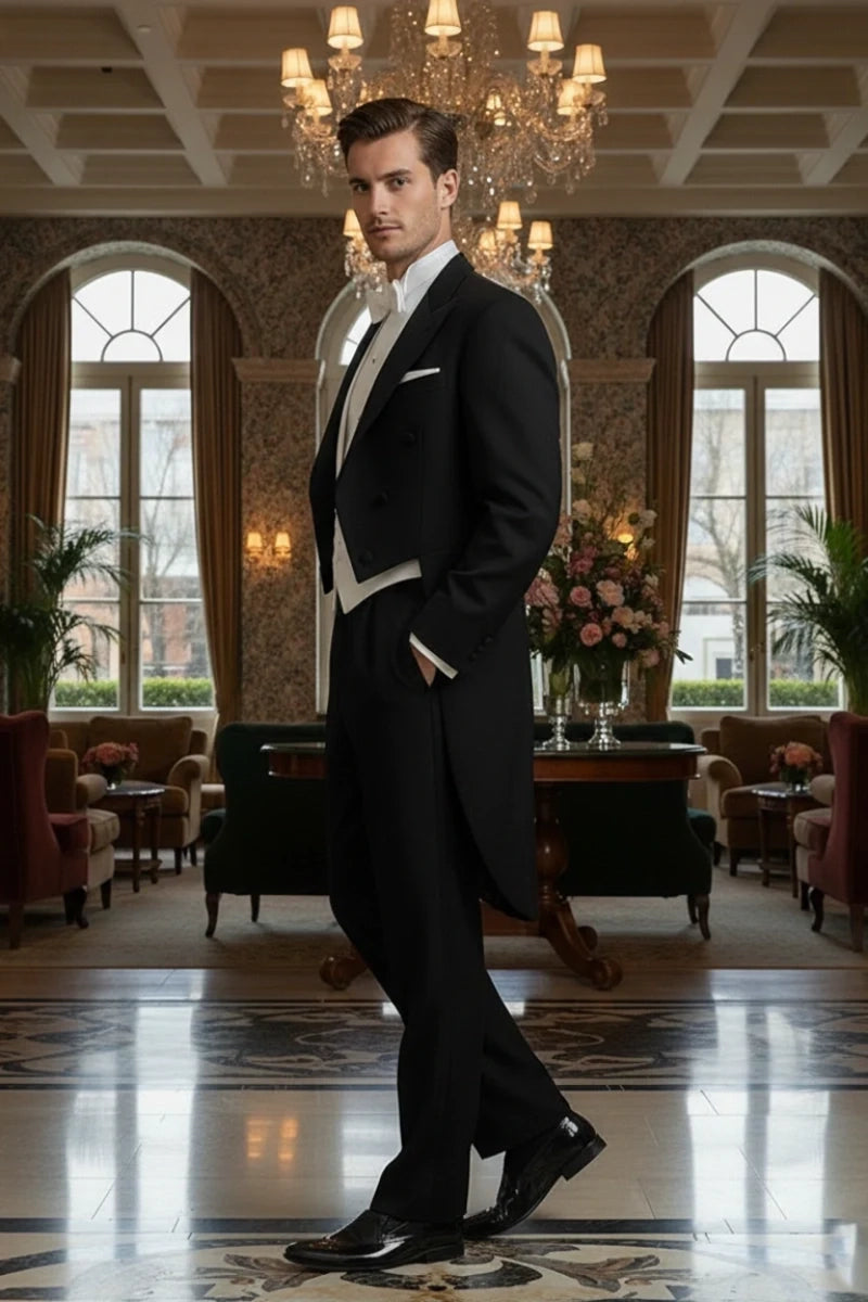 1950s Inspired  Black Tailcoat Suit for Men's – Side 