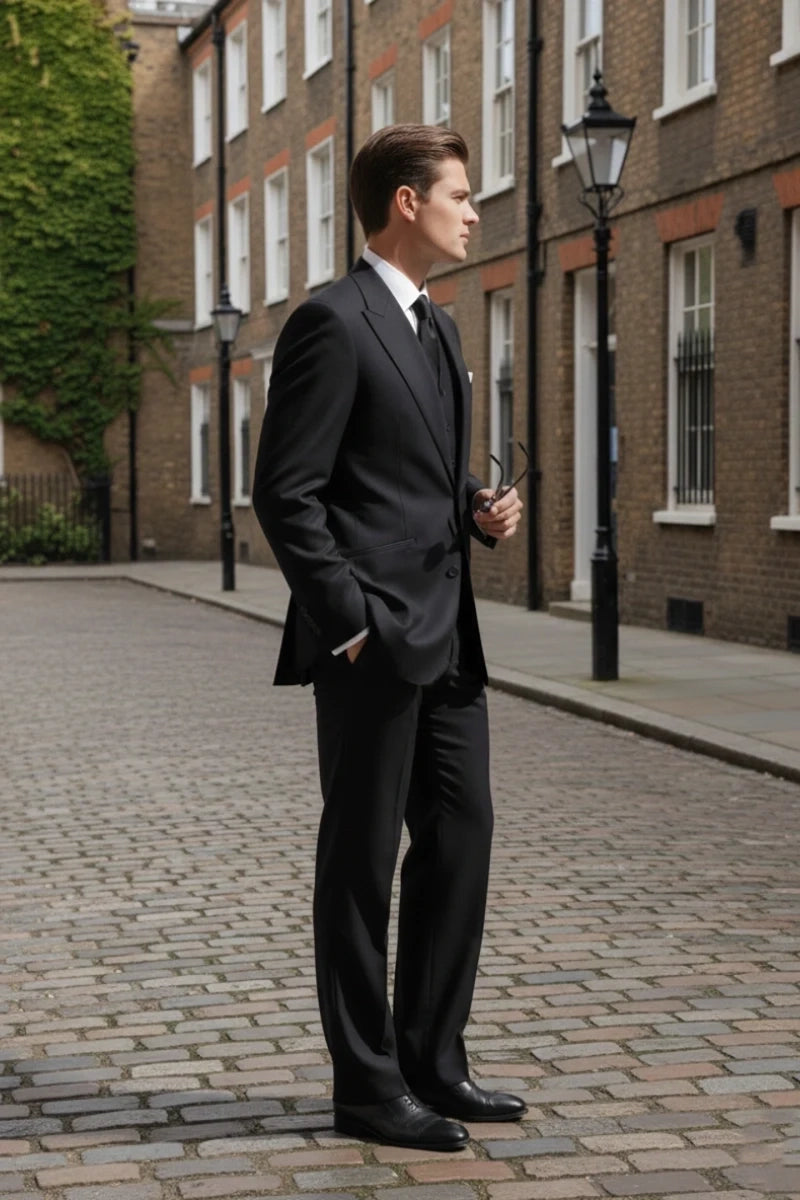 Classic Black Formal Suit for Men-Side
