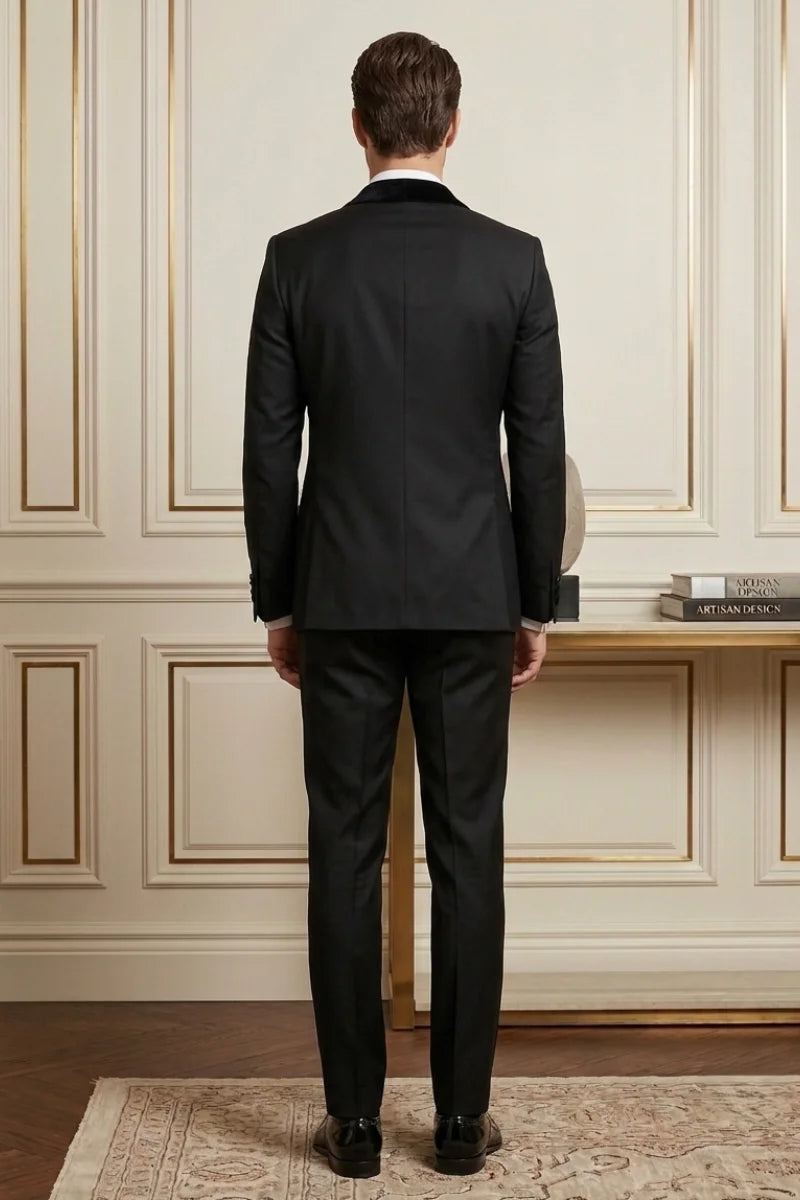 Black Single Breasted Suit For Men (Back)  