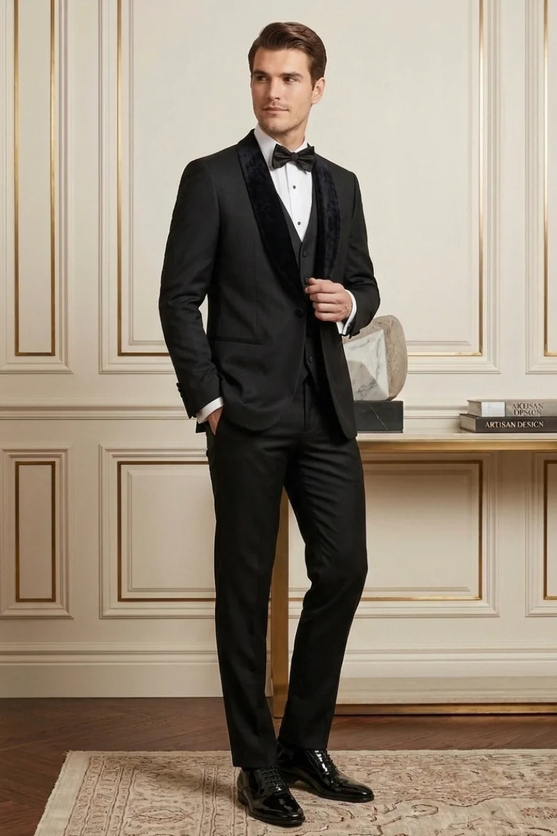 Men Black Tailored Dress Suit (Different)