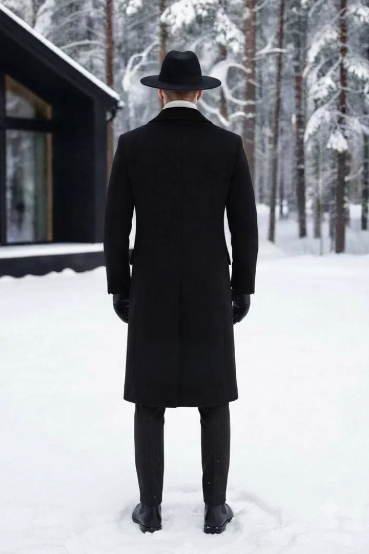 Winter Wear Black Wool Coat For Men