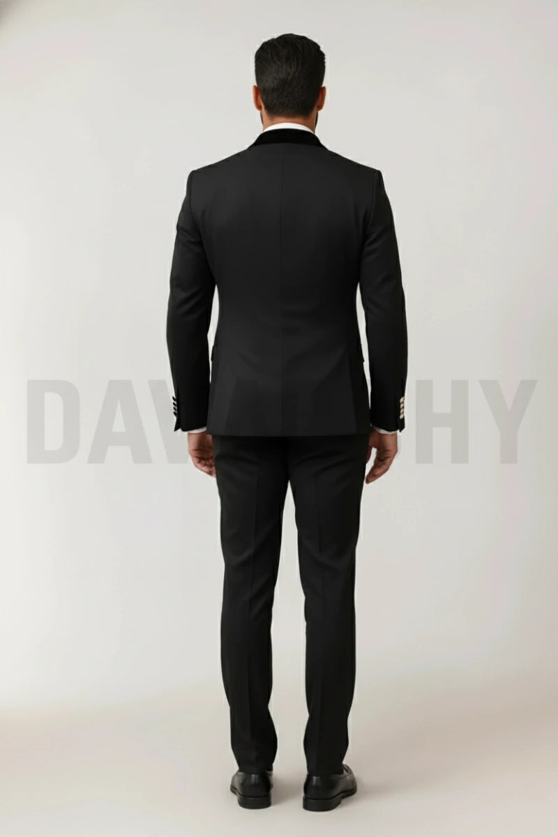 Men black two piece premium suit-Back