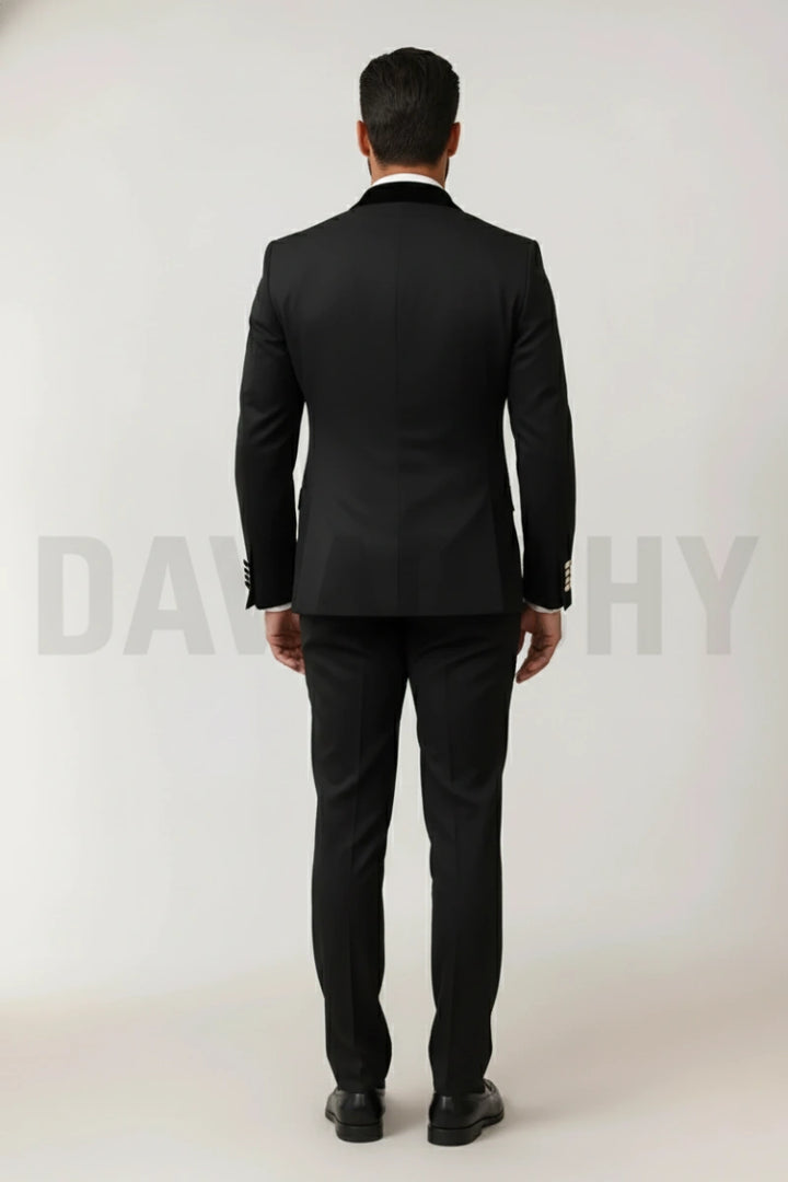 Men black two piece premium suit-Back