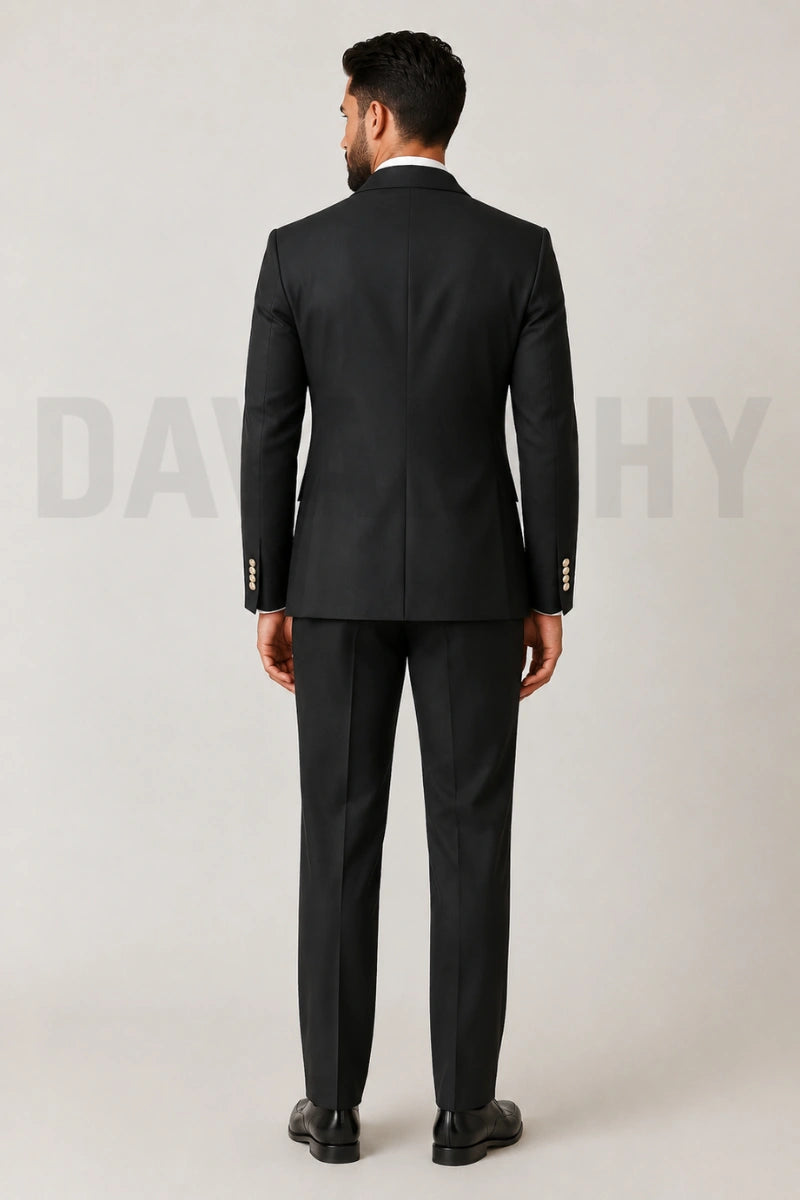 Men black two piece premium suit-Back