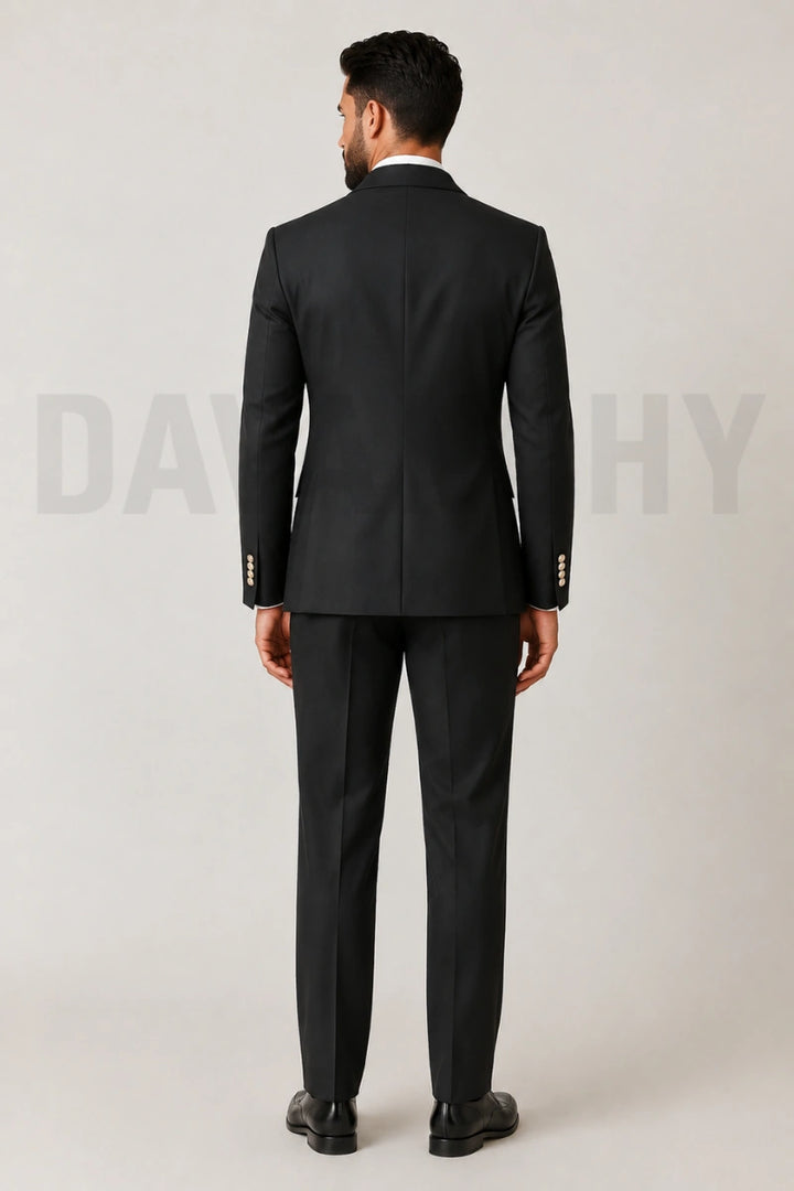 Men black two piece premium suit-Back