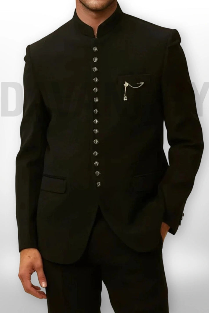 Men Classic Black Wedding Wear Suit- Front