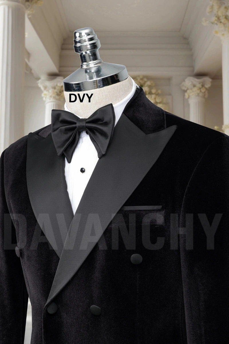 Black Velvet Blazer for Men-Side