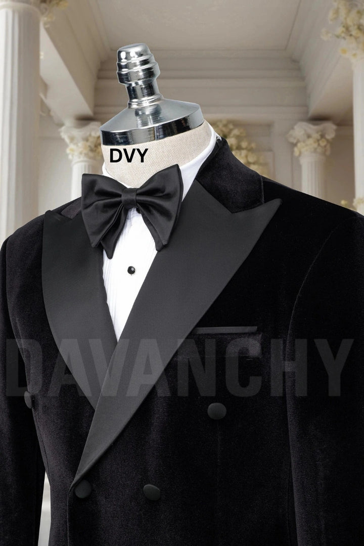Black Velvet Blazer for Men-Side