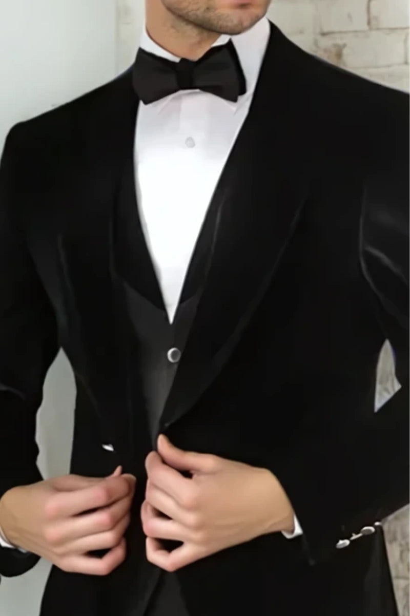 Elegant Black Three Piece Suit-Front