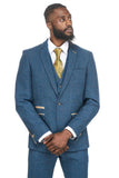 Men Tweed Blue Suit Winter Wear Suit Three Piece Blue Suit DaVanchy 