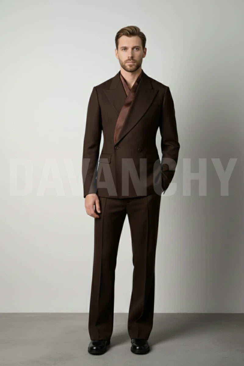 Men Brown Stylish Formal Two Piece Suit-Front