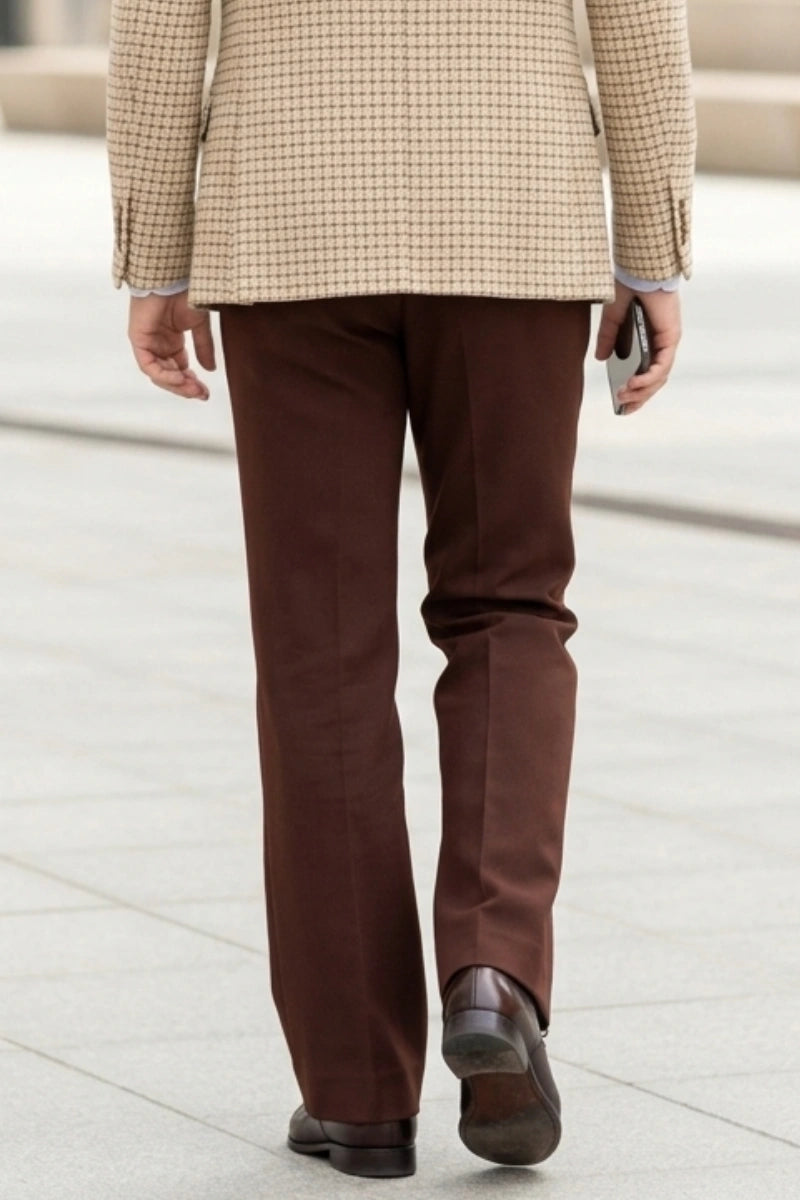 Men Premium Brown Office Trousers-Back