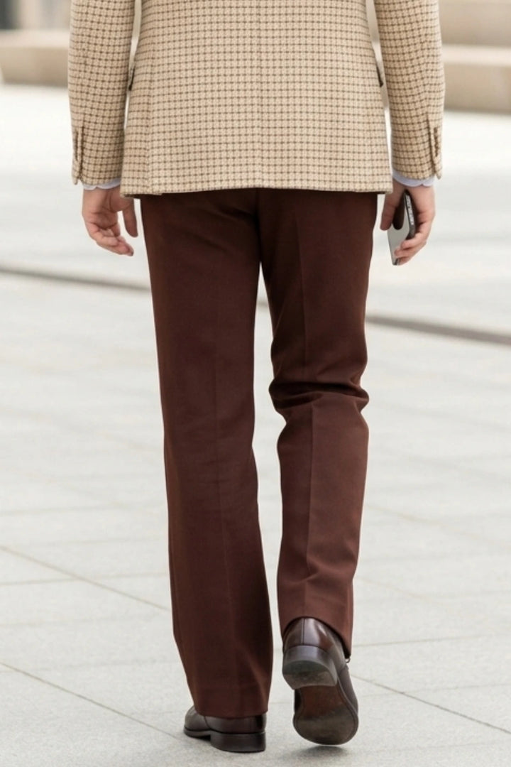 Men Premium Brown Office Trousers-Back