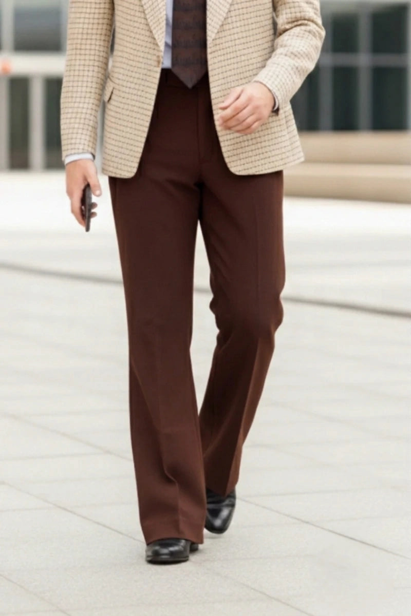 Men Brown Formal Bootcut Pant-Front