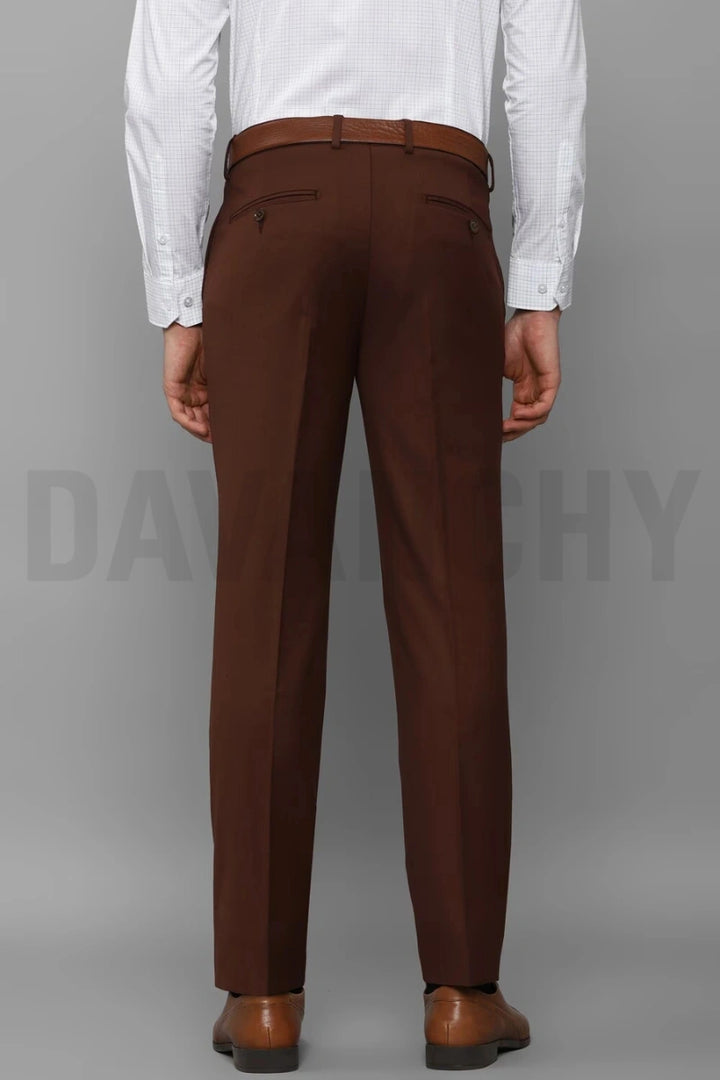 Men Brown Formal Pant-Back