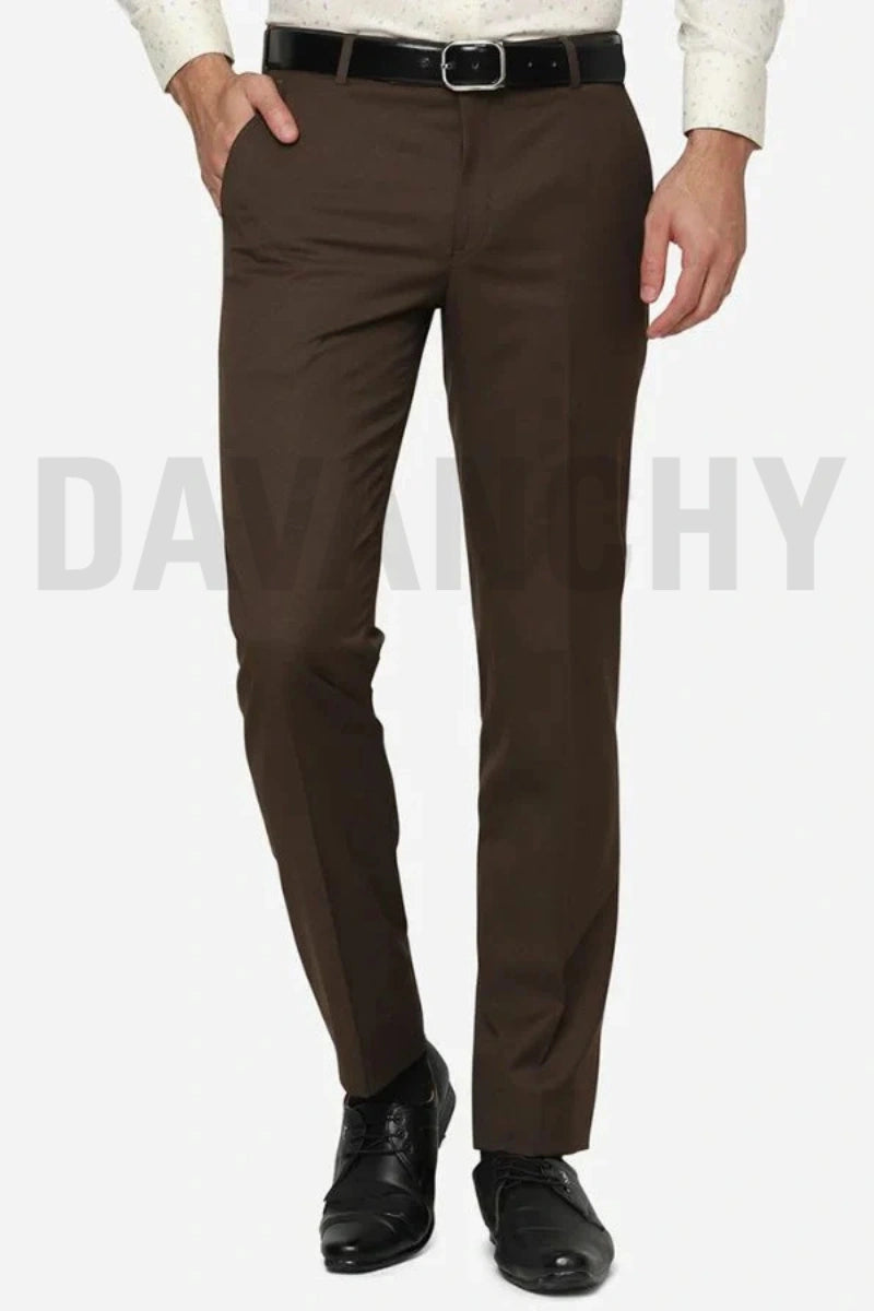 Men Brown Formal Pant DVY-Front