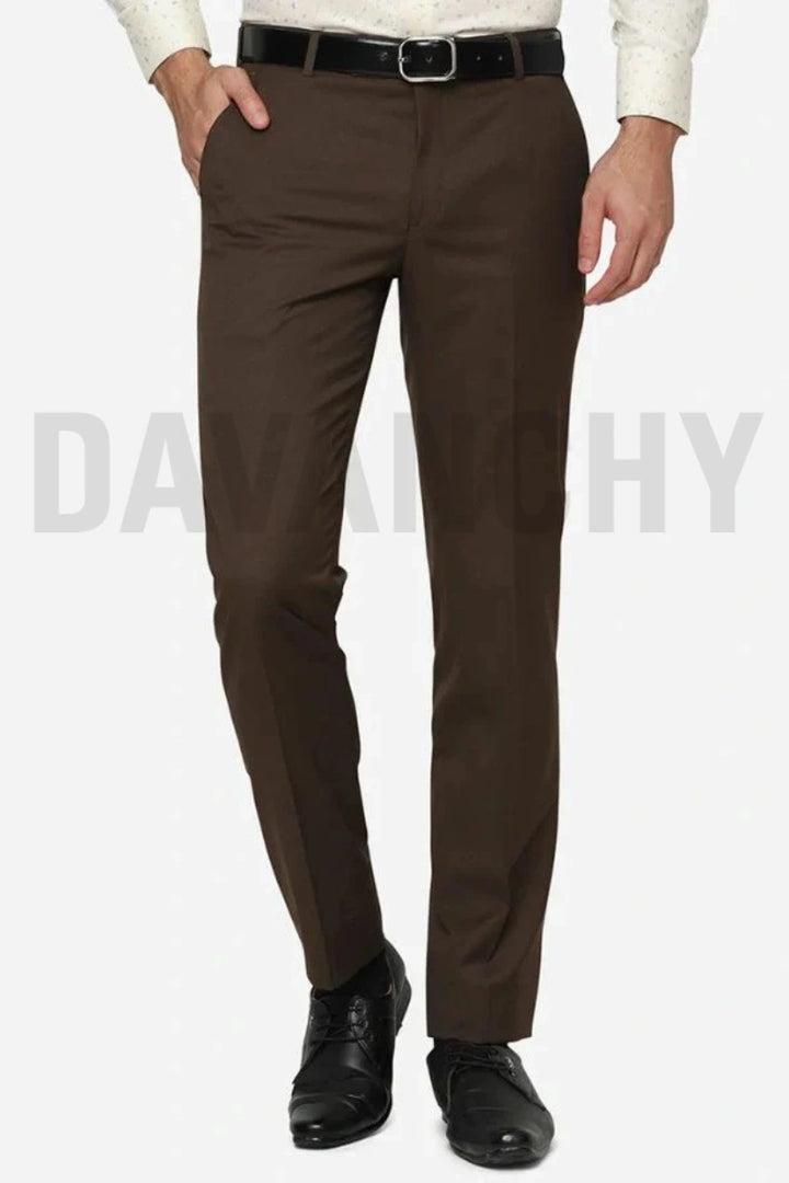Men Brown Formal Pant DVY-Front