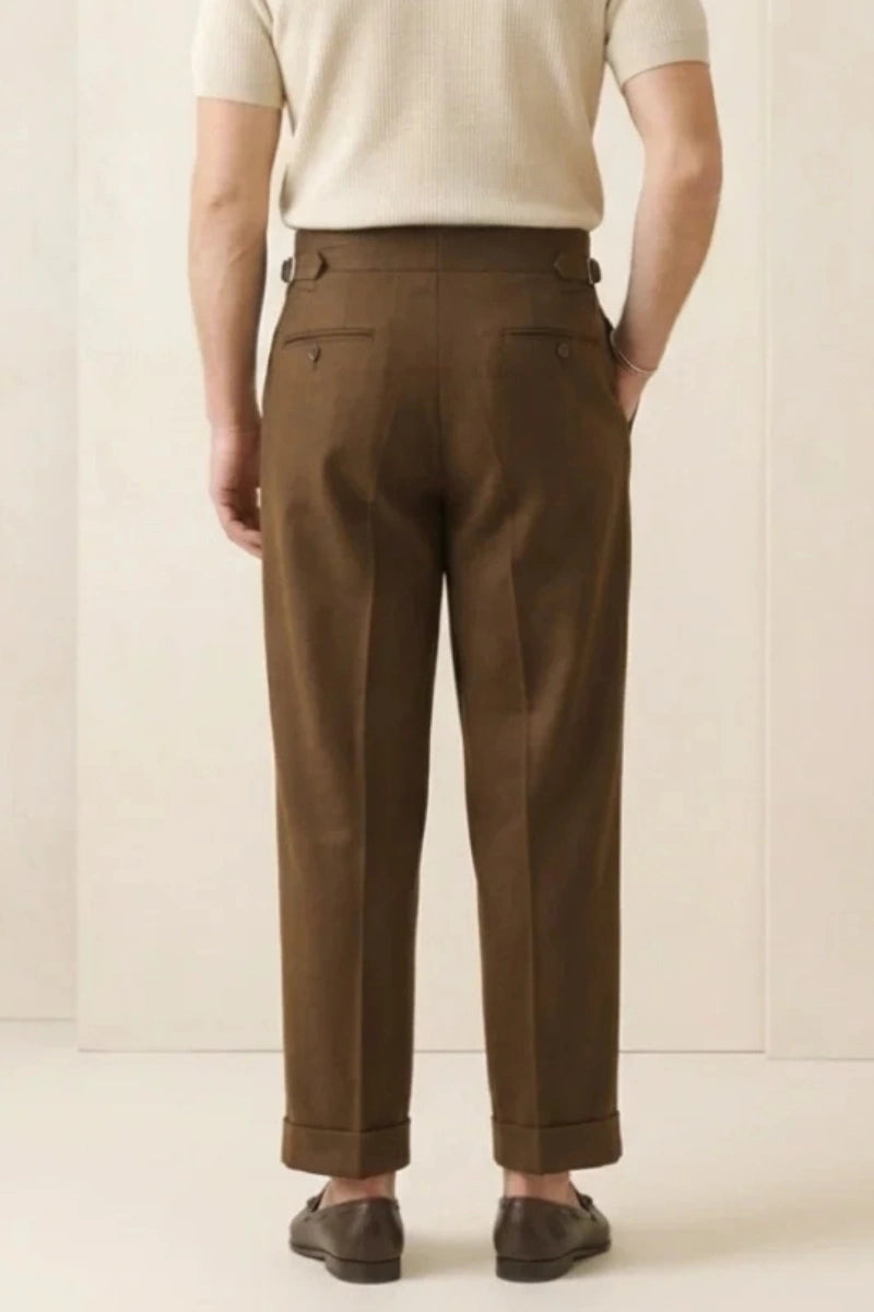 Men Brown Formal Trousers-Back