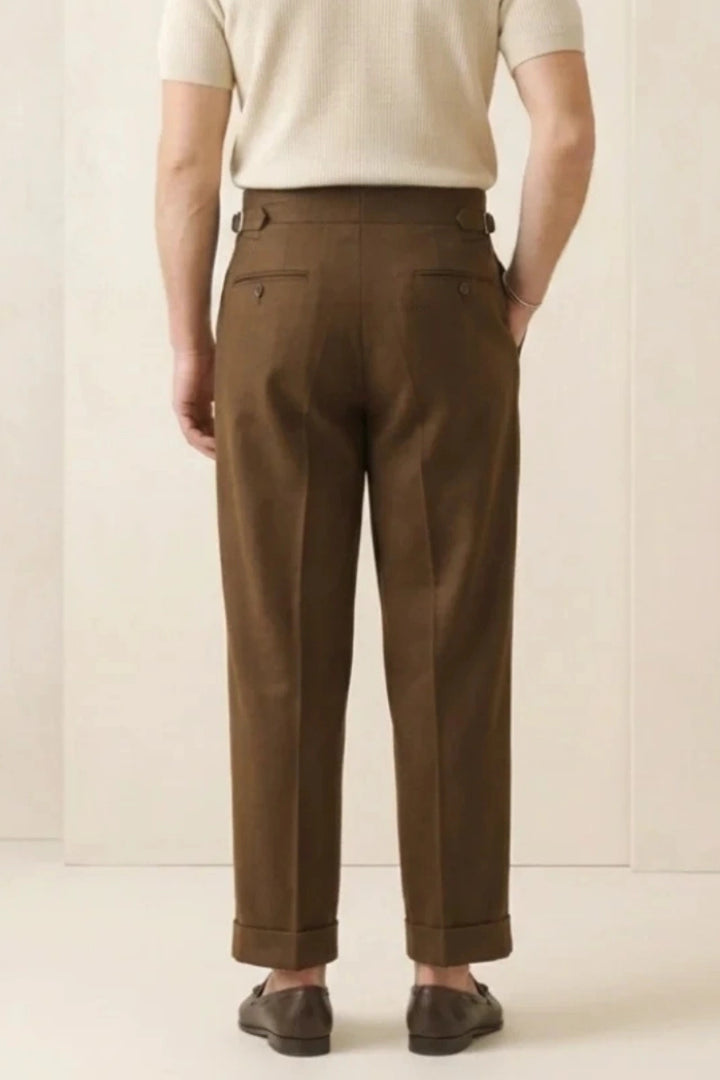 Men Brown Formal Trousers-Back