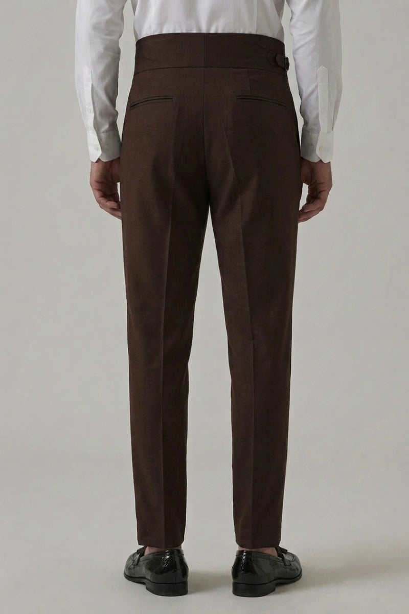 Men Brown Gurkha Formal High Waist Pant-Back