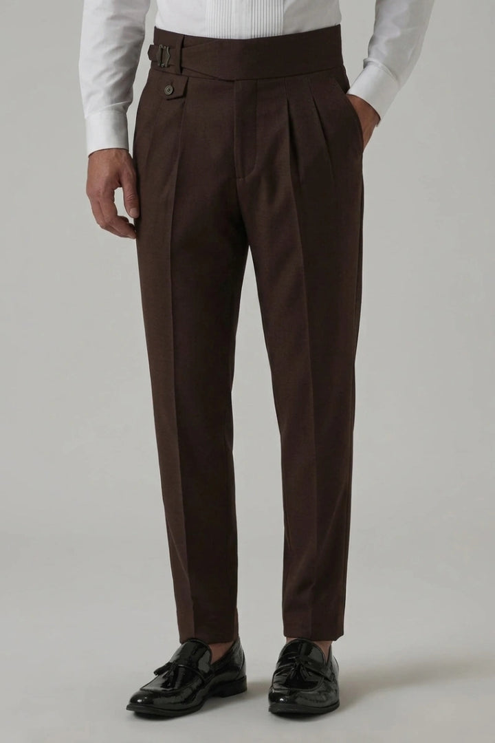 Men Premium Brown High Waist Gurkha Pant-Front