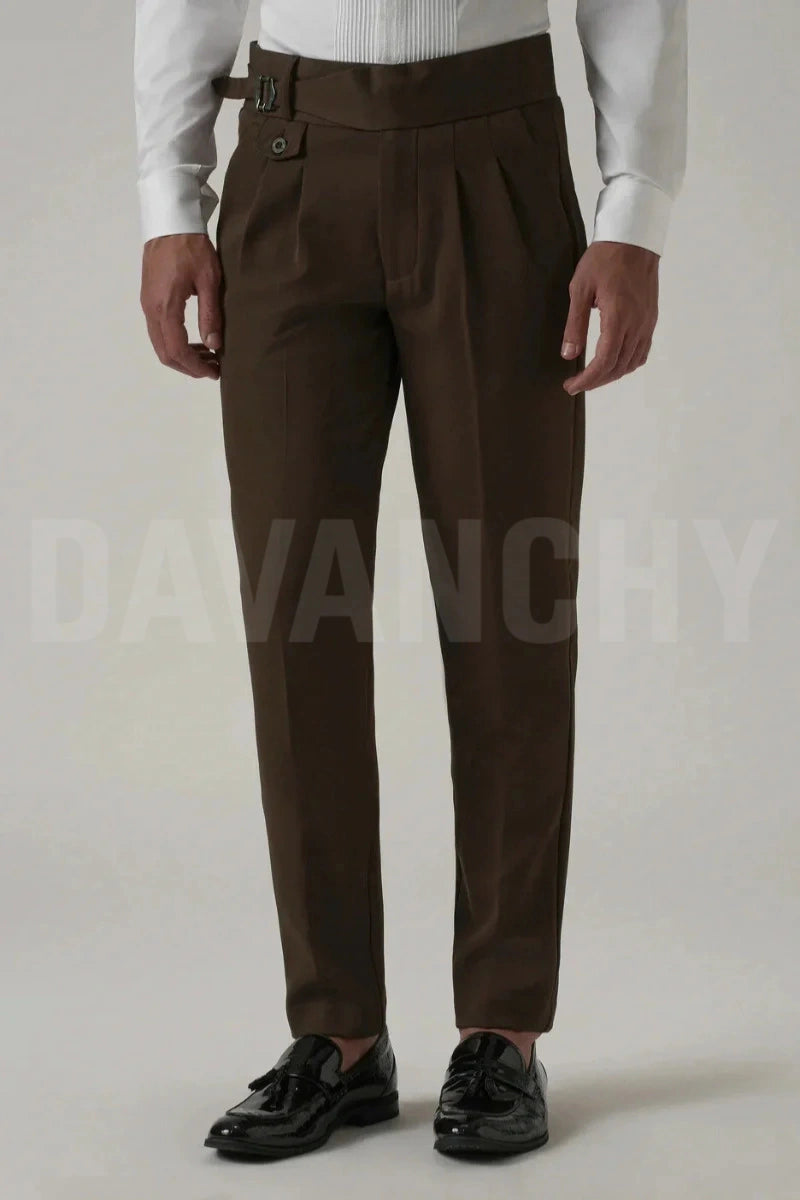 Men Premium Brown High Waist Gurkha Pant-Front