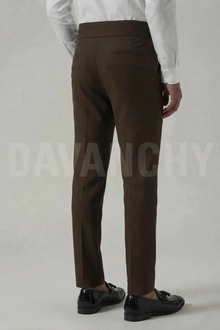 Men Brown Gurkha Formal High Waist Pant-Back