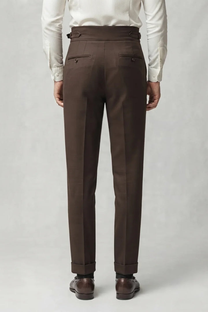 Coffee Brown Pleated Gurkha Pants Back