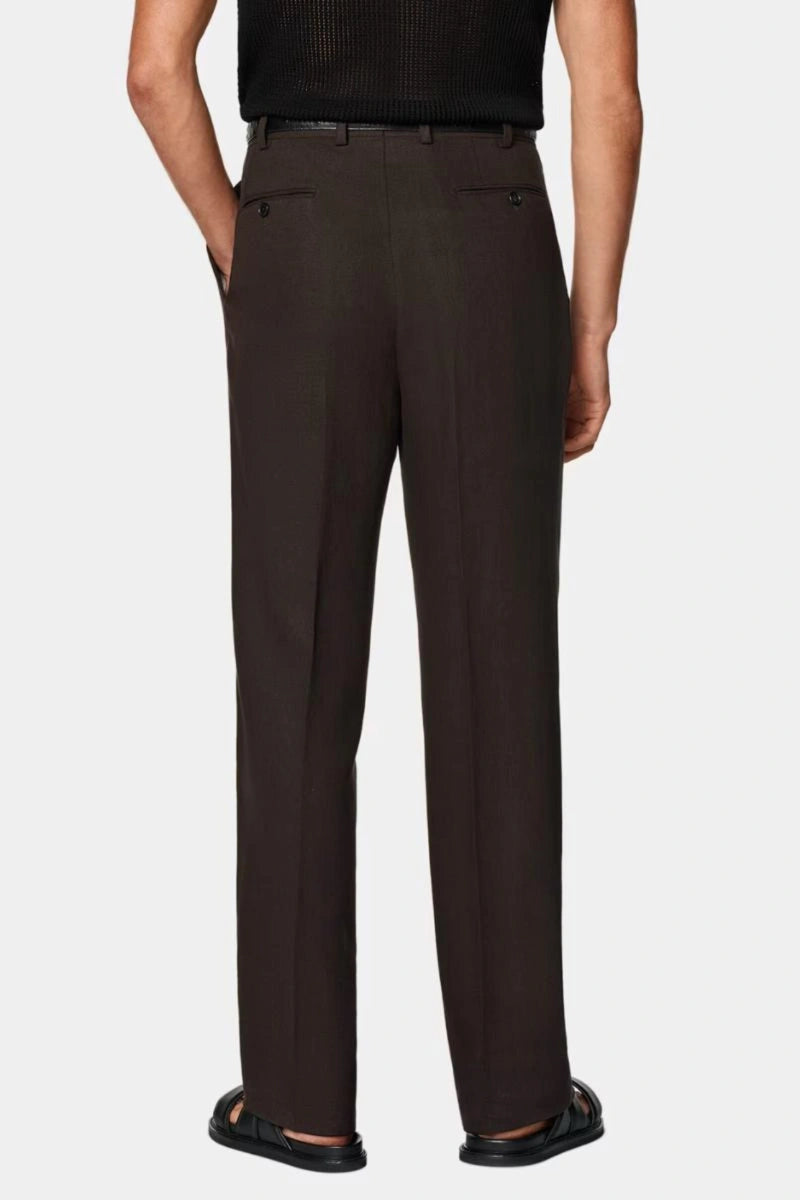 Brown Tailored Dress Pant For Men's -Back