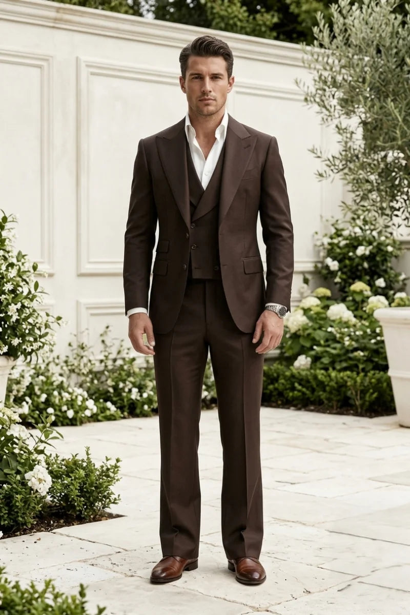  Brown Old Money Suit for Men's - Front