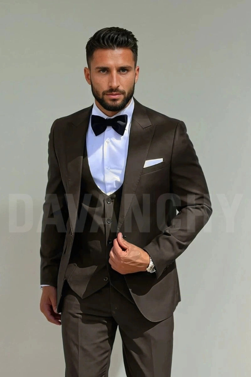 Men’s Carob Brown Three-Piece Suit