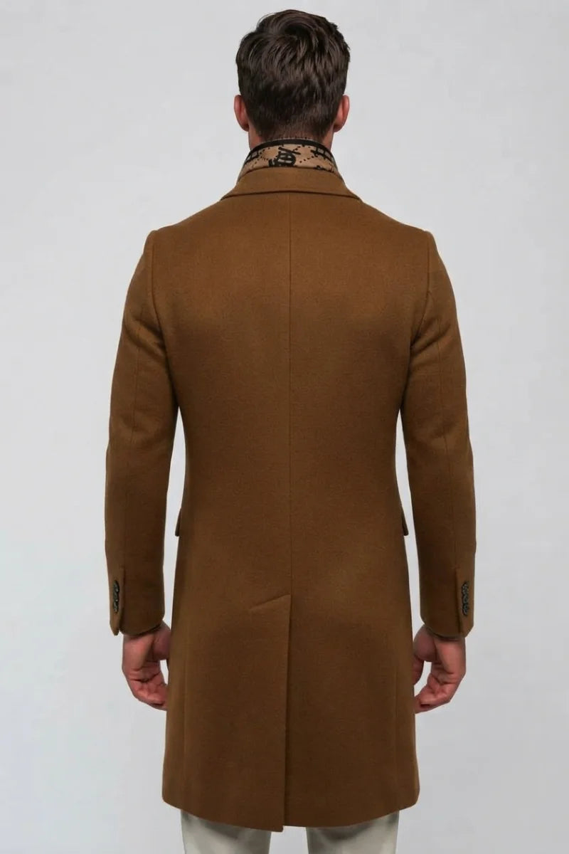 men wool trench coat-Back