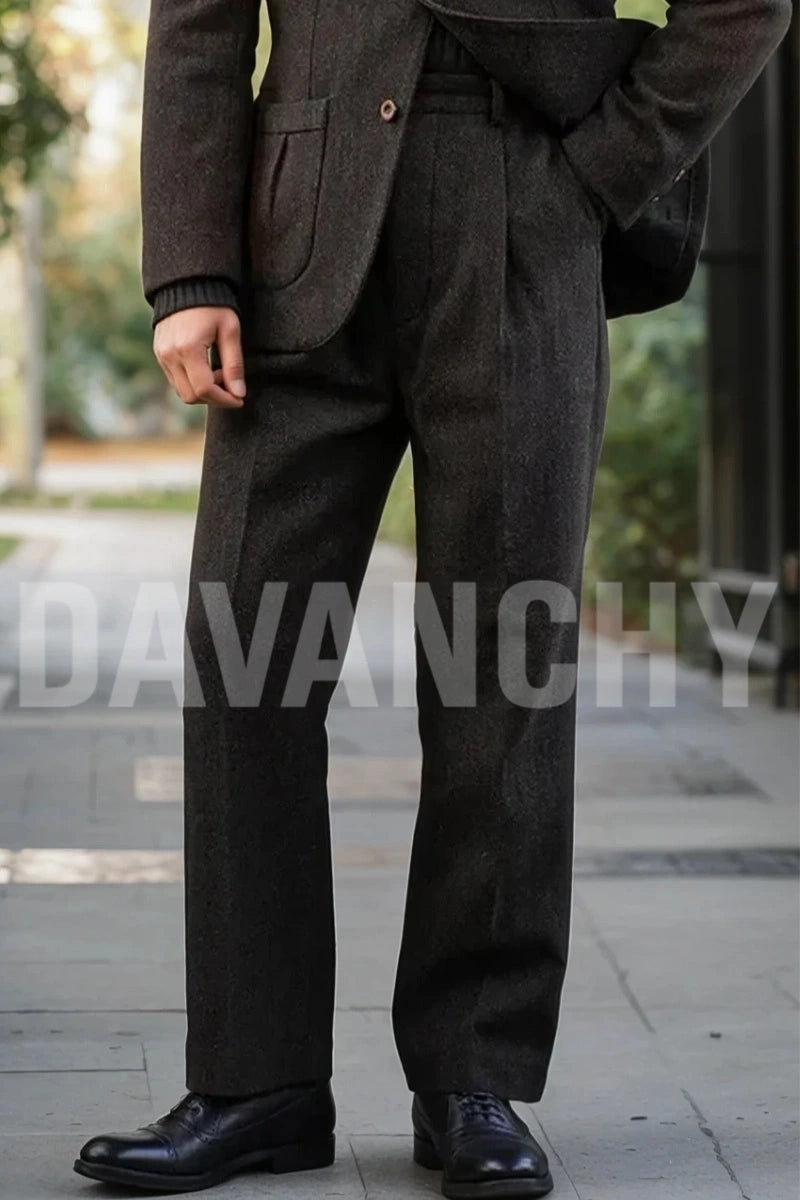 Premium Classic Tweed Wool Pant for Men-Back