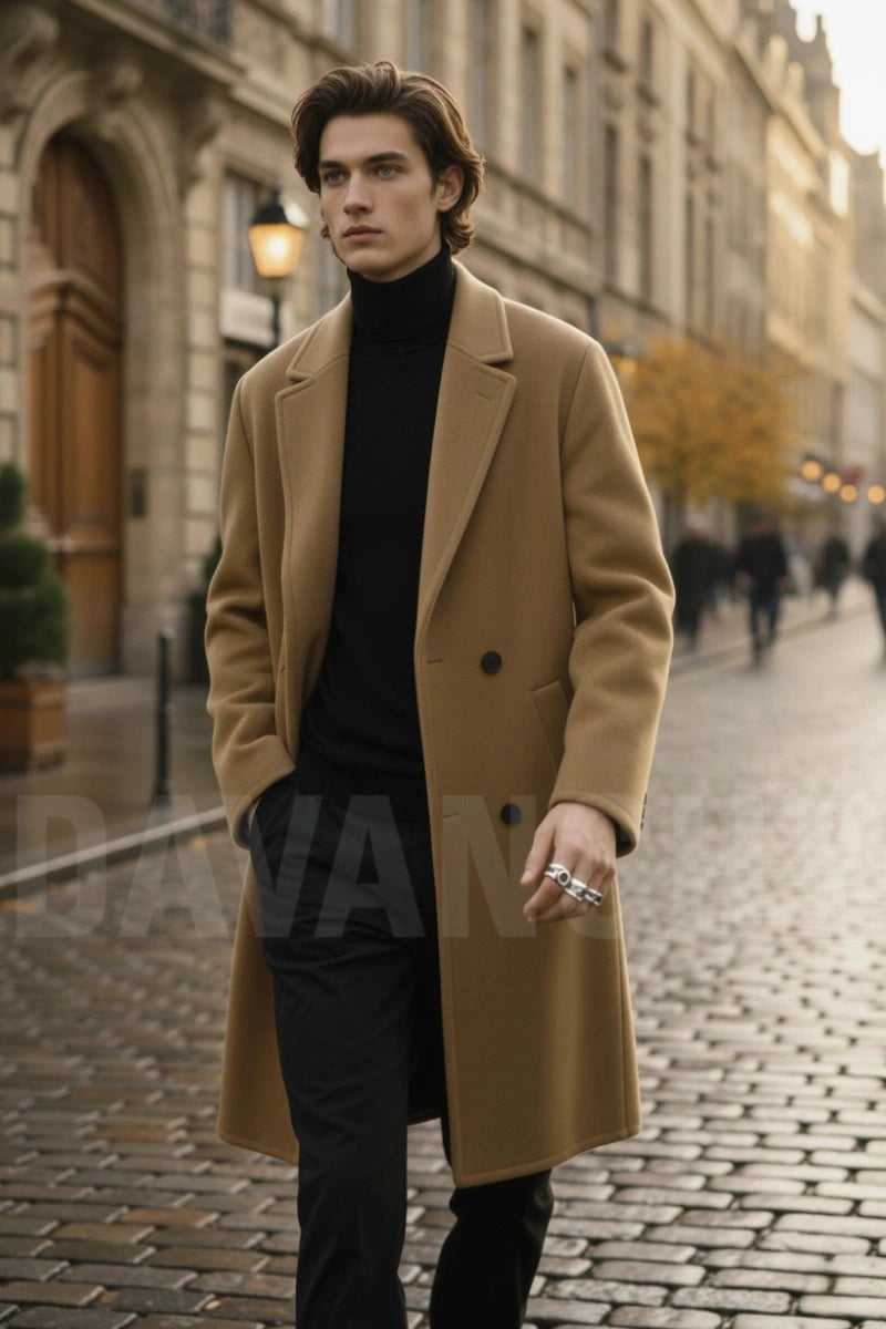 Men Formal Office Wear Trench Coat-Front