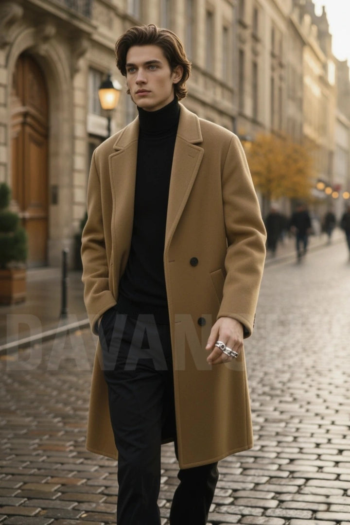 Men Formal Office Wear Trench Coat-Front