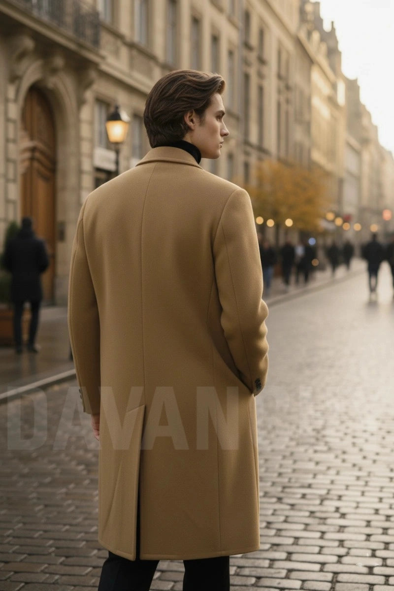 Men Classic Outwear Overcoat-Back